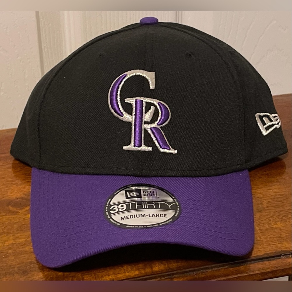 Colorado Rockies 39Thirty Black Purple Stretch Fit Hat New Era Mens Sz M/L NEW